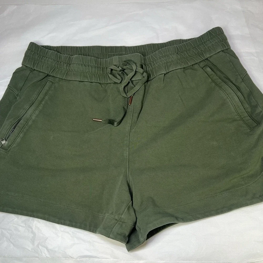 CALIA Women's Medium Green Athletic Shorts Pockets‎ Drawstring Elastic Waist